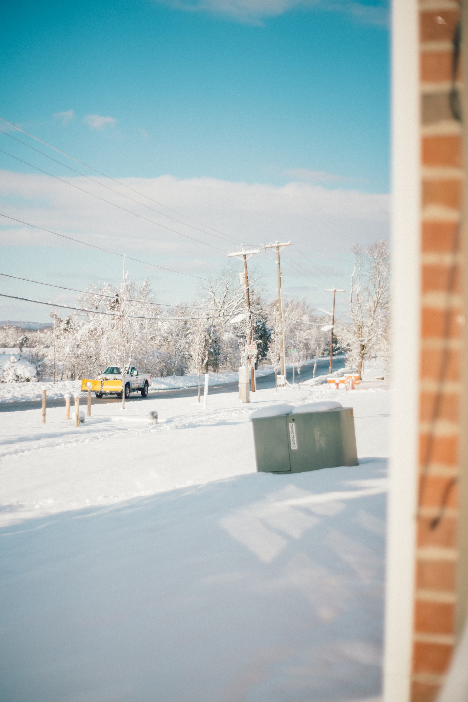 Snow-covered neighborhood street